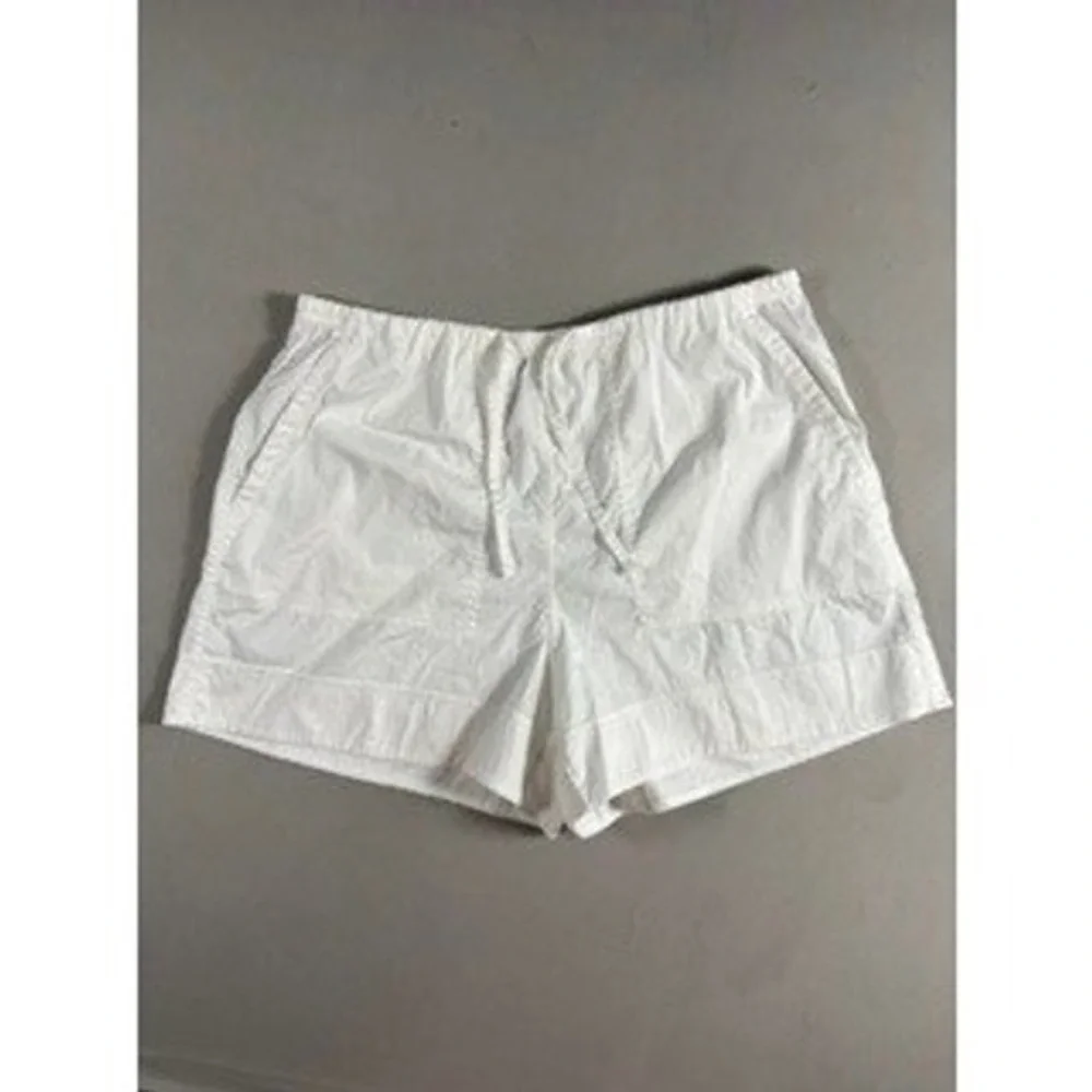 Lululemon White Cotton Blend Poplin High Rise Drawstring Shorts 4